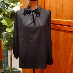 Black silky long sleeve top